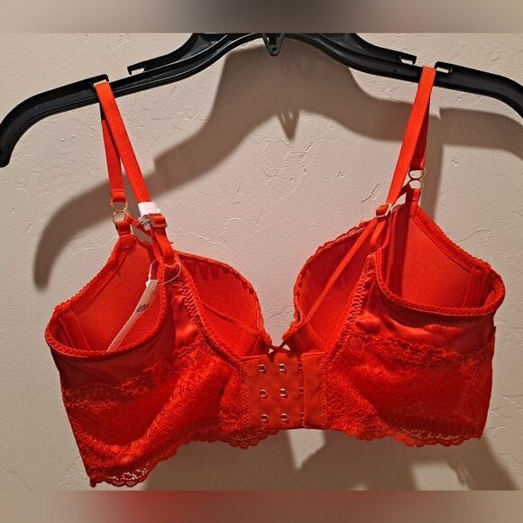 Aerie Real Power Lace Strappy Balconette Bra in Red NWT size 32D - Picture 4 of 7